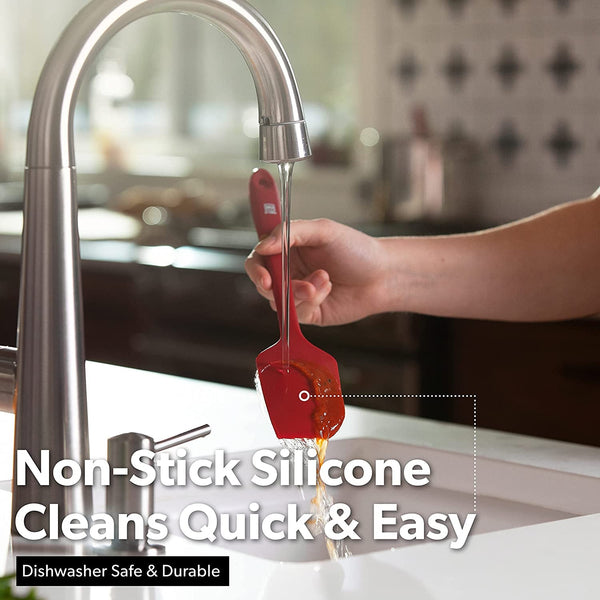 DI ORO Silicone Spatula Set - 600F Heat Resistant, 3-Pc Red6