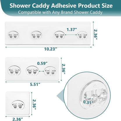 14 Pack Shower Caddy Adhesive Replacement, Strong Shower Shelf Adhesive Hooks for Corner Shelf Basket, Bathroom Rack, Kitchen Rack and Soap Holder5