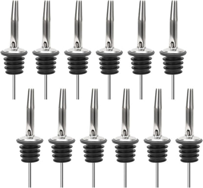 (12 Pack Stainless Steel Classic Bottle Pourers W/Tapered Spout1