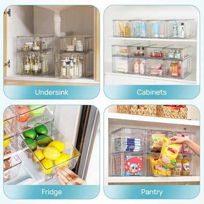 Clear Stackable Storage Drawers, 4 Pack Kitchen Cabinet Set8