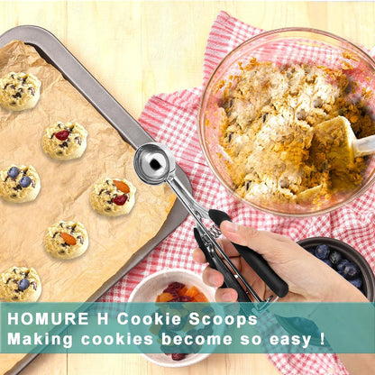 Cookie Scoop 2 Tablespoon, Size #40 Cookie Dough Scoop, 2 Tbsp/ 30 Ml/ 1 Oz Cookie Scoops for Baking, Spring-Loaded, 18/8 Stainless Steel, Comfortable Grip5