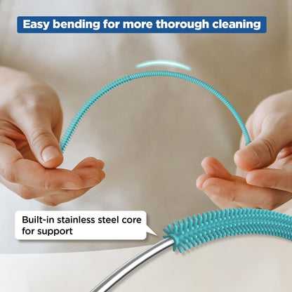 Silicone Straw Cleaner Brush, 2Pcs Reusable Straw Brush, Blue | 2-Piece Set, Extra-Long for Tumblers with Handles and Glass/Metal Smoothie Straws, Non-Slip Handle, Soft Flexible, 6Mm & 9Mm4