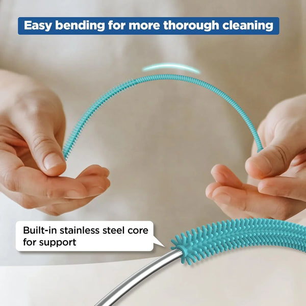 Silicone Straw Cleaner Brush, 2Pcs Reusable Straw Brush, Blue | 2-Piece Set, Extra-Long for Tumblers with Handles and Glass/Metal Smoothie Straws, Non-Slip Handle, Soft Flexible, 6Mm & 9Mm4