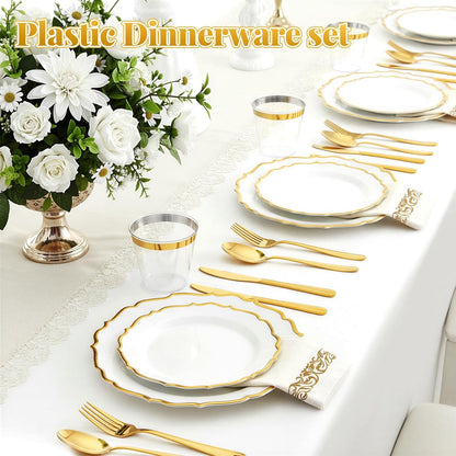 175 Piece Disposable Plastic Plates Dinnerware Set for 25 Guests3