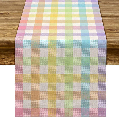 Easter Buffalo Plaid Check Table Runner Spring Holiday Farmhouse Fireplace Kitchen Dinning Room Home Party Decoration (13" X 60")1