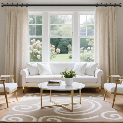 Curtain Rods for Windows 48 to 84 Inch(4-7 Feet),Black 1'' Diameter Drapery Rods with End Cap Style Design,Modern Adjustable Heavy Duty Curtain Rod,Size:36''-88''2