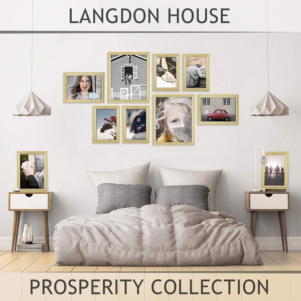 4X6 Picture Frames (Gold, 6 Pack), Contemporary Frame Set, Wall Mount or Table Top, Prosperity Collection6