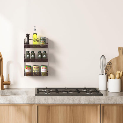 3 Tier Wall Mounted Hanging Spice Rack, Bronze2