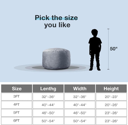 3 Ft Bean Bag Chair,Large Bean Bag Chairs for Adults,3 Foot,Dark Grey | Memory Foam Filling,Bean Bag Sofa for Living Room,Ultra Soft Velvet Fabric,Pull-Handle,Side-Pocket2
