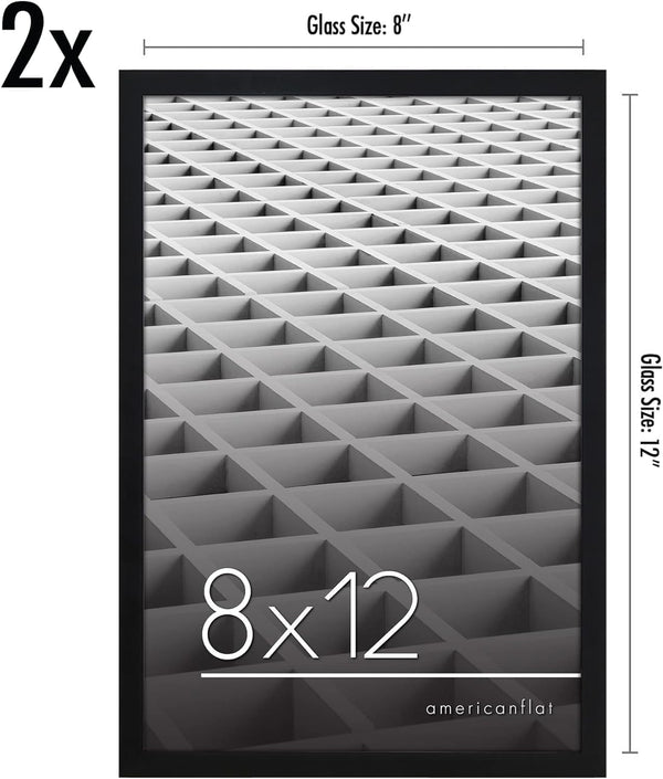 8X12 Picture Frame 2-Pack - Slim Molding - Black2