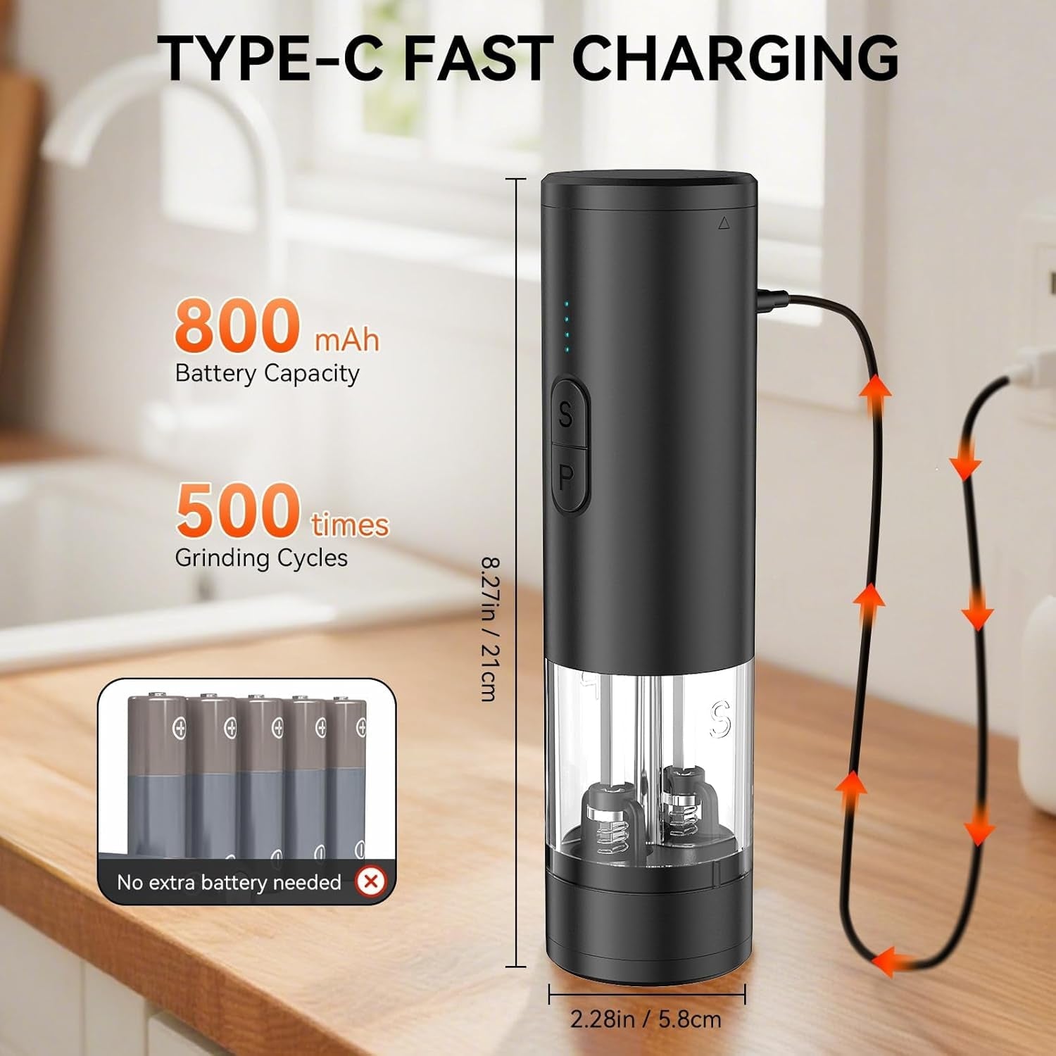 2-in-1-electric-salt-and-pepper-grinder-set-usb-rechargeable-automatic-salt-and-pepper-mill-shakers-with-battery-display-led-light-adjustable-coarseness-ideal-for-kitchen-giftblack