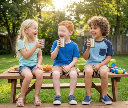 Stainless Steel Kids Cups 8 Oz - Stainless Steel Small Children Cups for Home & Outdoor Activities, BPA Free Unbreakable Premium Stackable Metal Drinking Glasses (4-Pack)9
