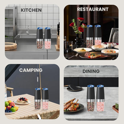 Battery Operated Salt and Pepper Grinder Set 2 Pack (Black) | Gravity-Activated Automatic Grinder with Led Light & Adjustable Coarseness, Each Uses 6 Aaa Batteries,Kitchen Daily Seasoning7