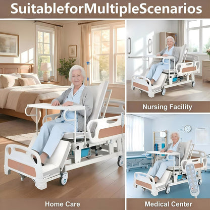 Full Electric Adjustable Hospital Bed with Built in Toilet & Lateral Tilting, Power Lift Clinical Nursing Bed for Elderly Seniors Bariatric,No Electric Lift3