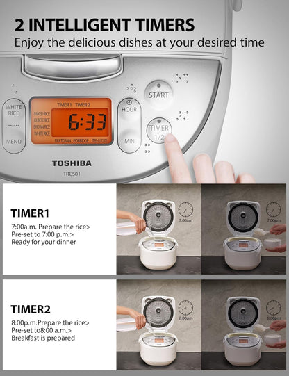 Rice Cooker 6 Cup Uncooked – Japanese Rice Cooker with Fuzzy Logic Technology, 7 Cooking Functions, Digital Display, 2 Delay Timers and Auto Keep Warm, Non-Stick Inner Pot, White | Japanese Style, White. 7 Cooking Functions, Digital Display, 2 Delay Timers, Auto Keep Warm, Non-Stick Inner Pot5