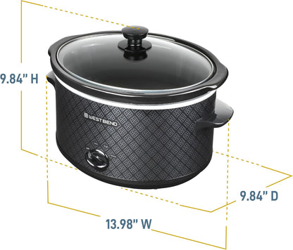 Slow Cooker 4-Quart Manual Crockery Style with Dishwasher Safe Oval Ceramic Crockpot and Glass Lid Two Temperature Settings plus Keep Warm, 210-Watts, Black8