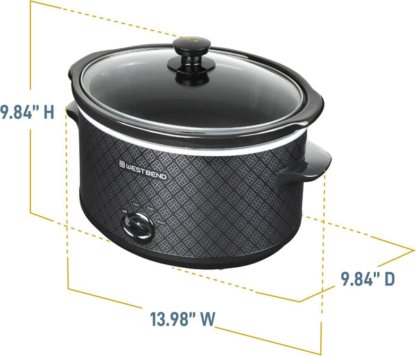 Slow Cooker 4-Quart Manual Crockery Style with Dishwasher Safe Oval Ceramic Crockpot and Glass Lid Two Temperature Settings plus Keep Warm, 210-Watts, Black8