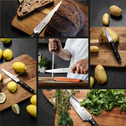 Masterchef Chef Knife Set with Bag, Knife Roll Set with 5 Professional Quality Kitchen Knives for Precision Home Cooking, High Carbon Stainless Steel Blades & Triple Riveted Handles6