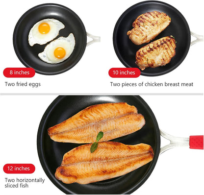 10 Inch Nonstick Frying Pan, Tri-Ply Clad Stainless Steel Skillet with Reinforced Coating, Detachable Handle with Sleeve, Dishwasher & Oven Safe, Induction Compatible, Pfoa-Free Fajita Pans6