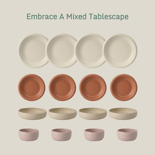 Corsica Clay Dinnerware Set - Stackable Colorful Boho Reactive Glaze Plates and Bowls Set -2 Time Oprah'S Favorite Things Brand- 16 Piece (Service for 4)- Matte Assorted Pottery Colors2