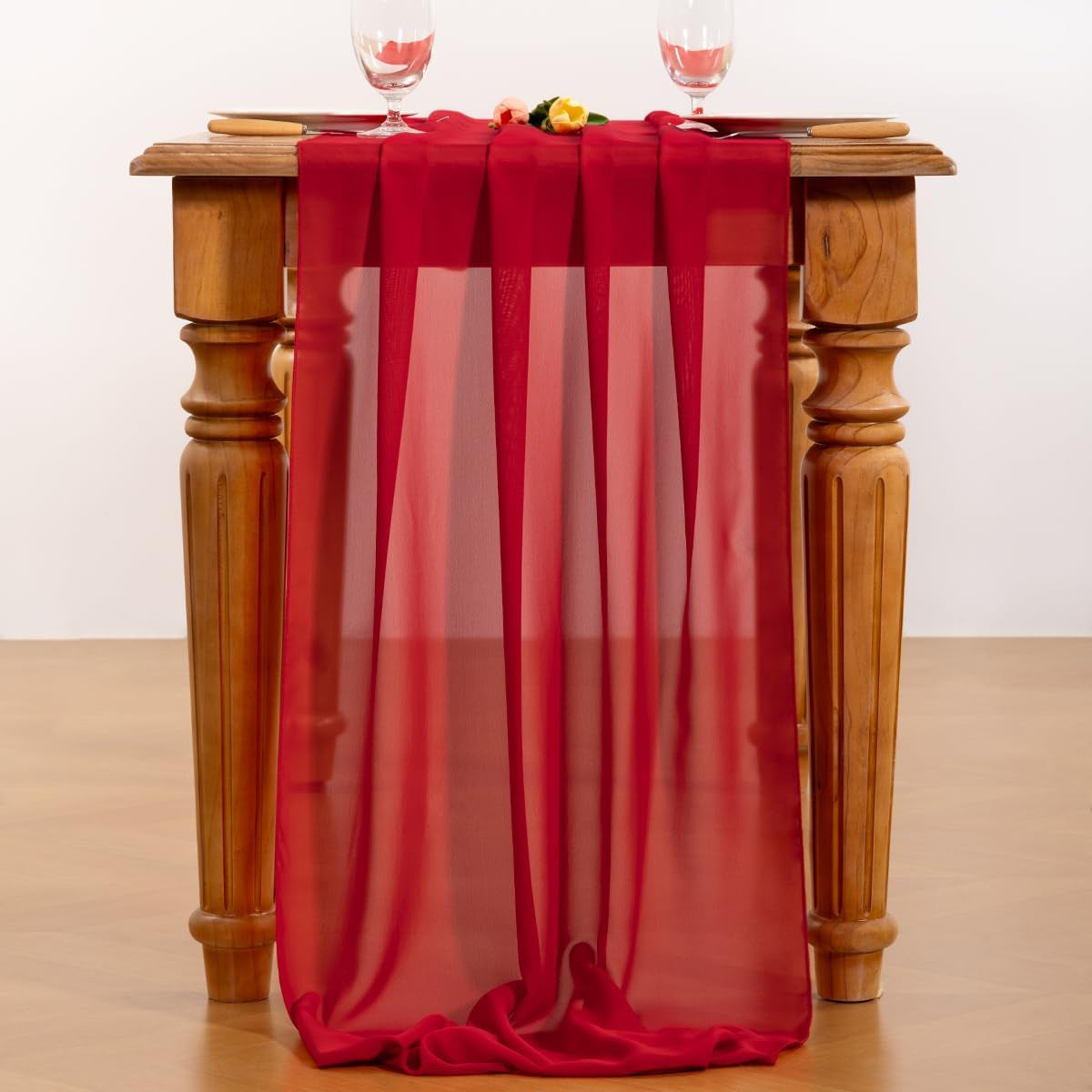 red-chiffon-table-runner-fall-boho-wedding-birthday-party-decor
