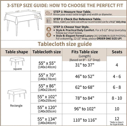 Nordic Beige Rectangular Tablecloth, Premium Drape4
