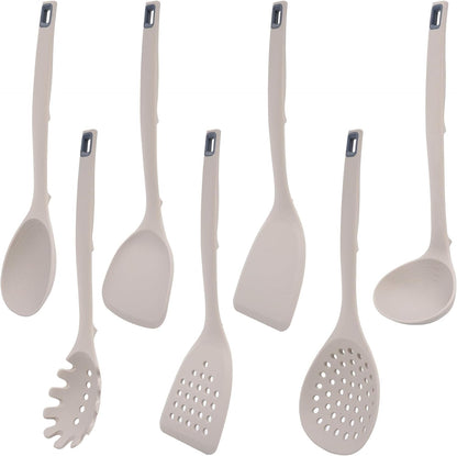 7-Piece Khaki Silicone Cooking Utensils Set - Food Grade Bpa-Free, 446°F Heat Resistant, One-Piece Silicone Ladle, Spatula and Slotted Spoon, Hand Wash Only1