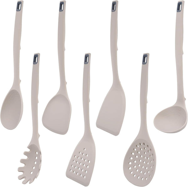 7-Piece Khaki Silicone Cooking Utensils Set - Food Grade Bpa-Free, 446°F Heat Resistant, One-Piece Silicone Ladle, Spatula and Slotted Spoon, Hand Wash Only1