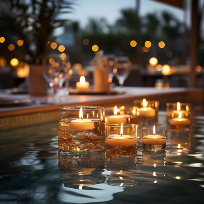 48 Pack 3 Inch Floating Candles, 8 Hour Burn White Real Wax2