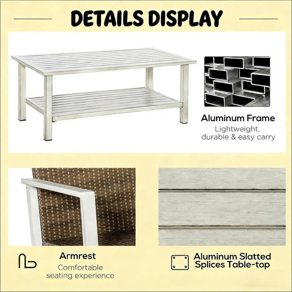 Outdoor Conversation Furniture Set with All-Weather Wicker and Powder-Coated Frame for Patio, Deck or Garden4