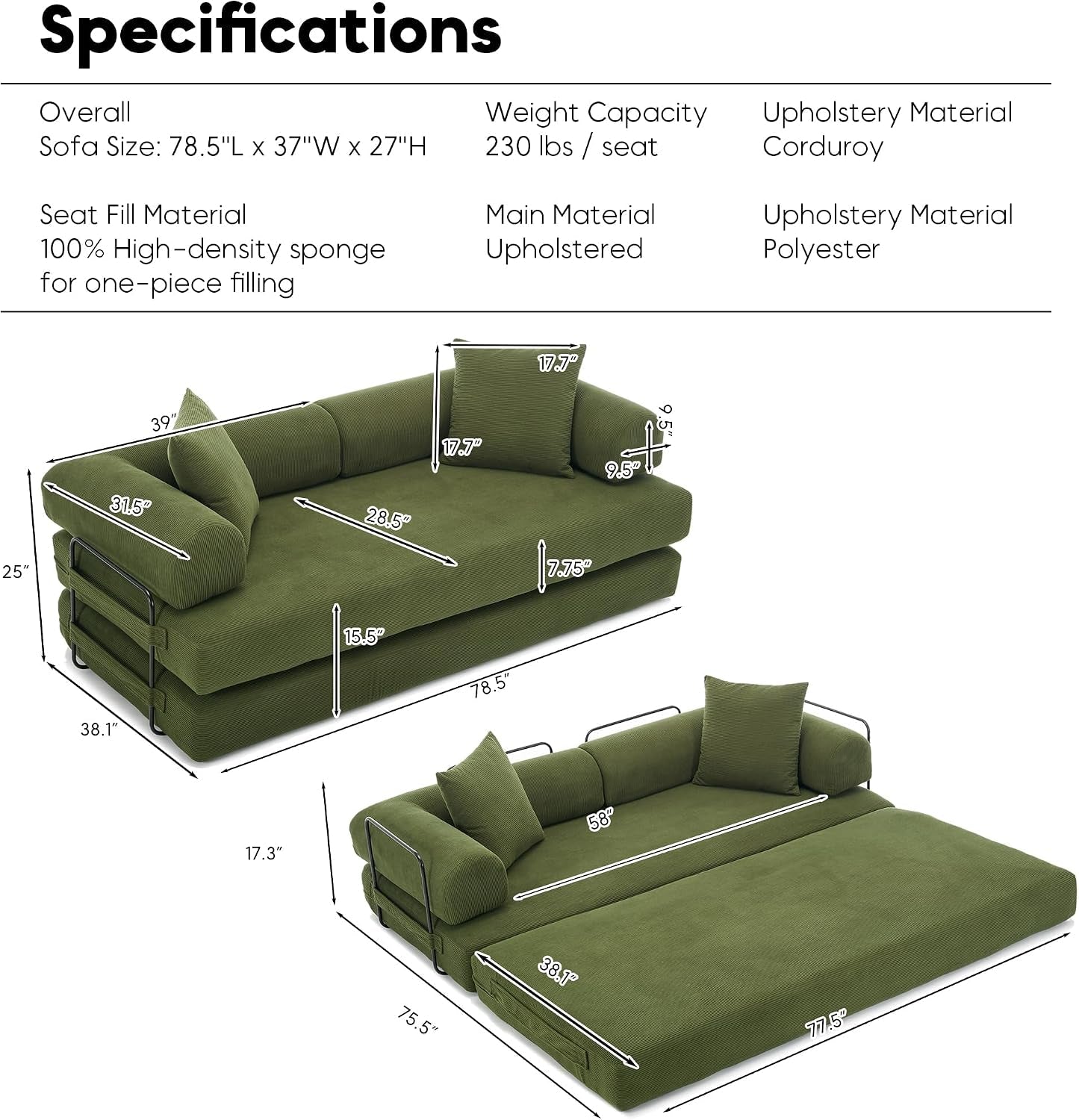 78-convertible-futon-sofa-bed-boneless-couches-for-living-room-green