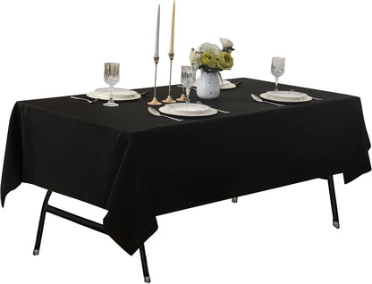 2-Pack 60X102 Inch Black Table Cloths, Solid Stain and Wrinkle Resistant Oblong Tablecloth, Premium Plain Weave Polyester Fabric Rectangle Table Linen Covers for Hotel, Wedding8