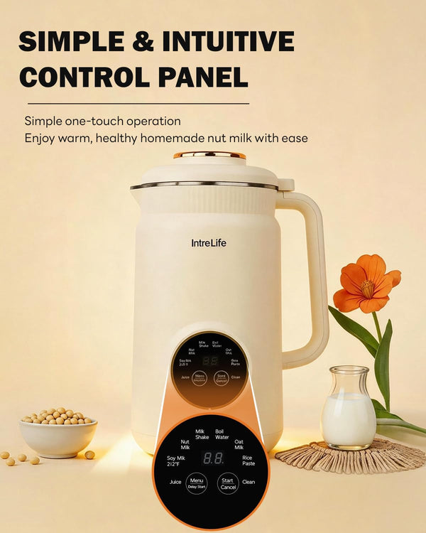 34 Oz Nut Milk Maker Machine, 8 in 1 Soy Milk Maker with Nut Milk Bag, Plant Based Milk Maker for Almond, Oat, with Delay Start/Keep Warm/Self Cleaning, Cream6