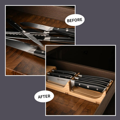 In-Drawer Bamboo Block Set with 5 German Steel Knives5