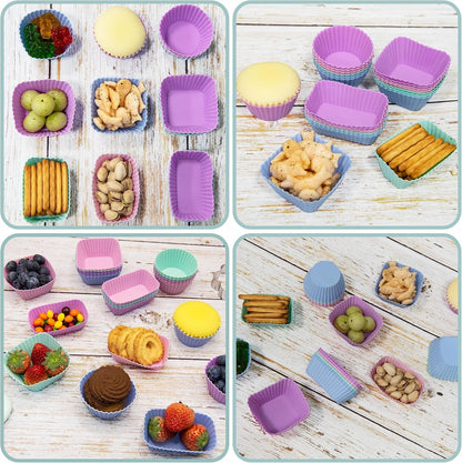 Silicone Cupcake Liners Lunch Box Dividers，Non-Stick Silicone Muffin Cups, Bento Box Accessories for Kids (24Pcs: 4 Color)5