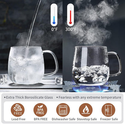 Glass Tea Cup with Infuser and Lid, 17.6Oz/520Ml Large Borosilicate Teacup,Tea Glass, Clear Mug for Loose Leaf Tea, Blooming Tea, Microwave & Dishwasher Safe - Tea Maker Gift for Birthday.5