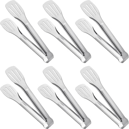 Serving Tong Kitchen Tongs,Buffet Tongs, Stainless Steel Food Tong Serving Tong,Small Tongs 6 Pack (7 Inch)1