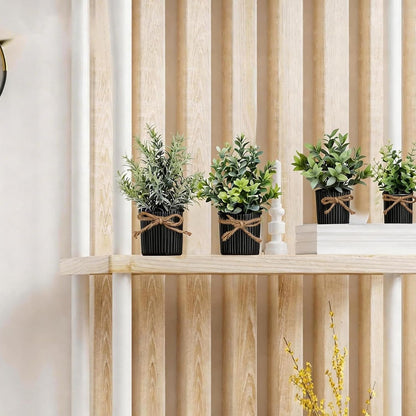 4 Potted Artificial Plants Metal Fake Potted Plant with Iron Pot Mini Greenery Decor Small Faux Plants for Indoor Farmhouse Home Porch Garden Bathroom Room Décor Black6