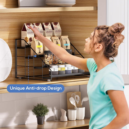 Spice Rack Organizer for Cabinet, 4 Tiered Spice Rack Organizer, Tiered Adjustable Spice Shelf for Kitchen Countertop Organization, Bright Black7