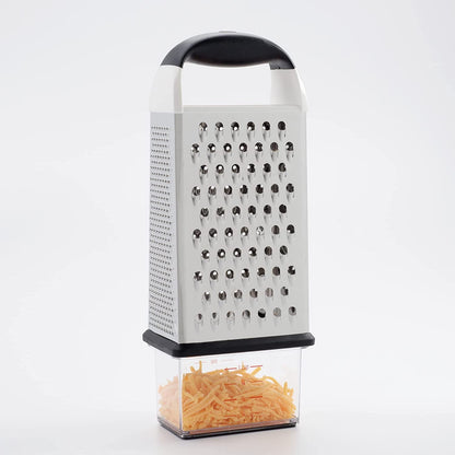 OXO Good Grips 4-Sided Box Grater for Cheese & Vegetables with Container | Stainless Steel Grating Surfaces, Non-Slip Handle, Detachable Container, Cheese, Vegetables, Zesting, Multi Purpose Grater3