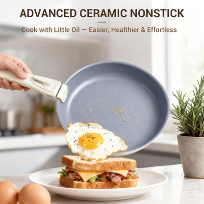 18-Piece Ceramic Pots and Pans Set Non Stick, Non Toxic Cookware Set with Removable Handles, Pot Sets for Cooking, Induction Ready, Dishwasher & Oven Safe, PFAS PFOA & PTFE Free (Cream White)3