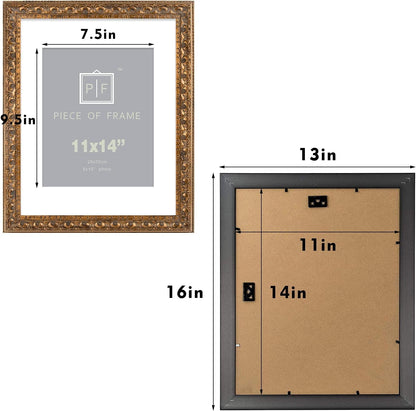 11X14 Bronze Photo Frame White Mat for 8X10 Real Glass6