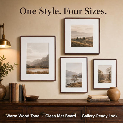 11X14 Picture Frame, Solid Walnut Wood Frame,Matted to 8X10 Photos8