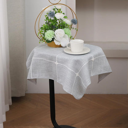 Small Square Tablecloth Plaid End Table Cloth 24" X 24" 2 PCS Grey1