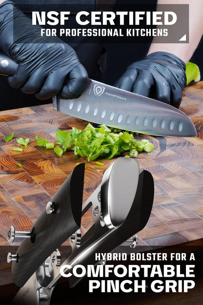 Santoku Knife - 7 Inch - Gladiator Series ELITE - High Carbon German Steel - Sheath Included - Razor Sharp Kitchen Knife - Asian Vegetable Knife - NSF Certified4