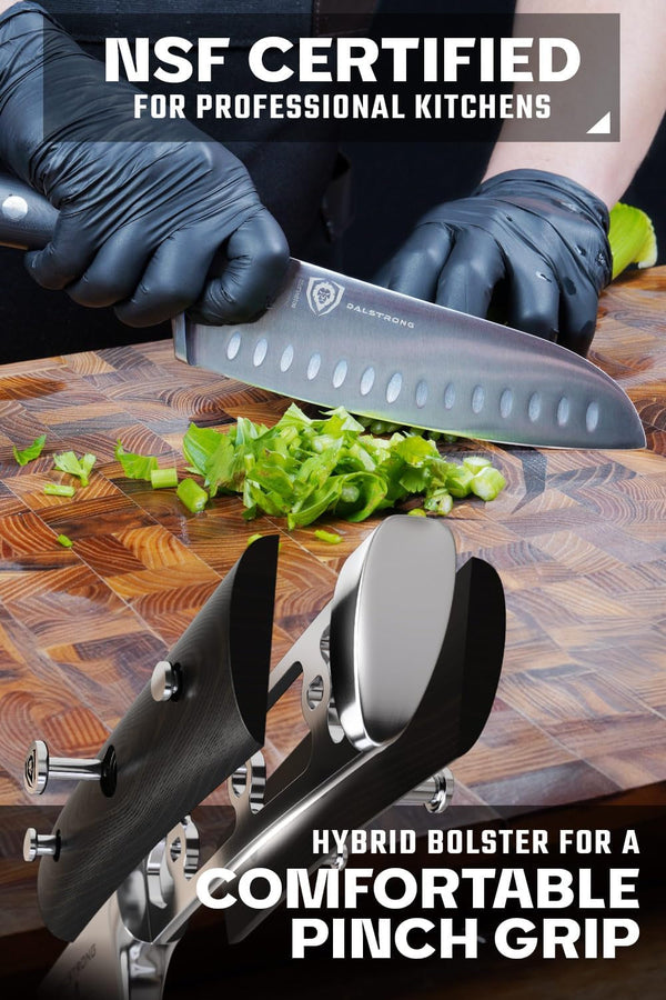 Santoku Knife - 7 Inch - Gladiator Series ELITE - High Carbon German Steel - Sheath Included - Razor Sharp Kitchen Knife - Asian Vegetable Knife - NSF Certified4