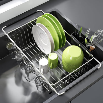 Dish Drying Rack in Sink, Dish Drainer with Cup and Utensil Holder1