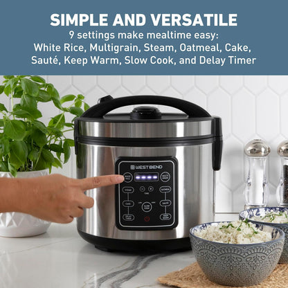 Rice & Grain Multi Cooker Programmable with 9 Preset Functions, Features Delay Start and Keep Warm Functions and Steam Basket, 20 Cups Cooked (10 Cups Uncooked), Stainless Steel2