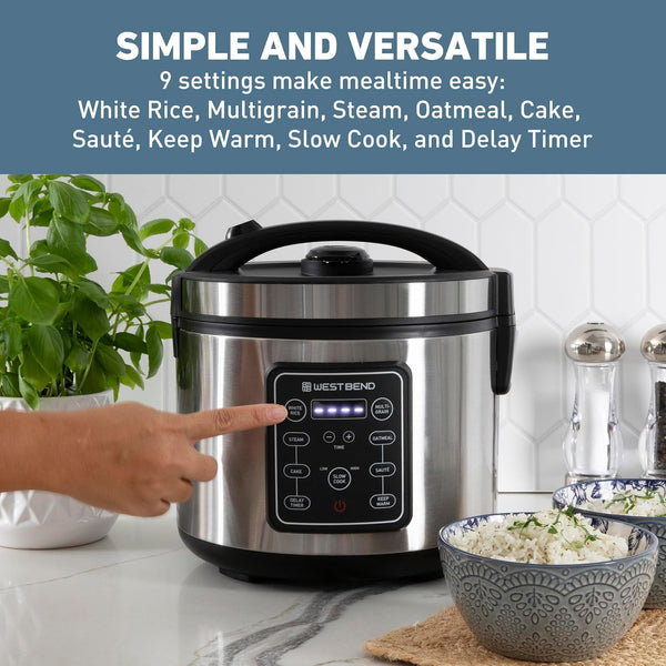 Rice & Grain Multi Cooker Programmable with 9 Preset Functions, Features Delay Start and Keep Warm Functions and Steam Basket, 20 Cups Cooked (10 Cups Uncooked), Stainless Steel2