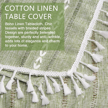 Boho Small Square Tablecloth 24''X24'', Sage Green Linen Table Cover, Nightstand Cover Top, round Square End Bedside Table Cloth Runner, Rustic Farmhouse Spring Summer Green Home Decor5